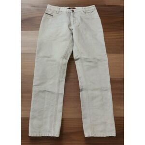 El‎ General Jeans Mens 30x26 Beige Denim Jeans Embellished Pockets Straight Leg